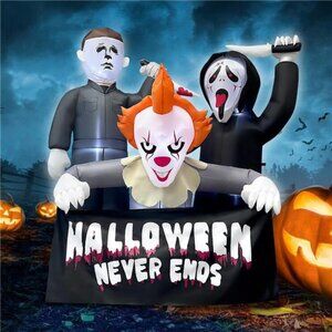 6FT Halloween Inflatable Killers Decorations Built-in LED Lighted Blow Up